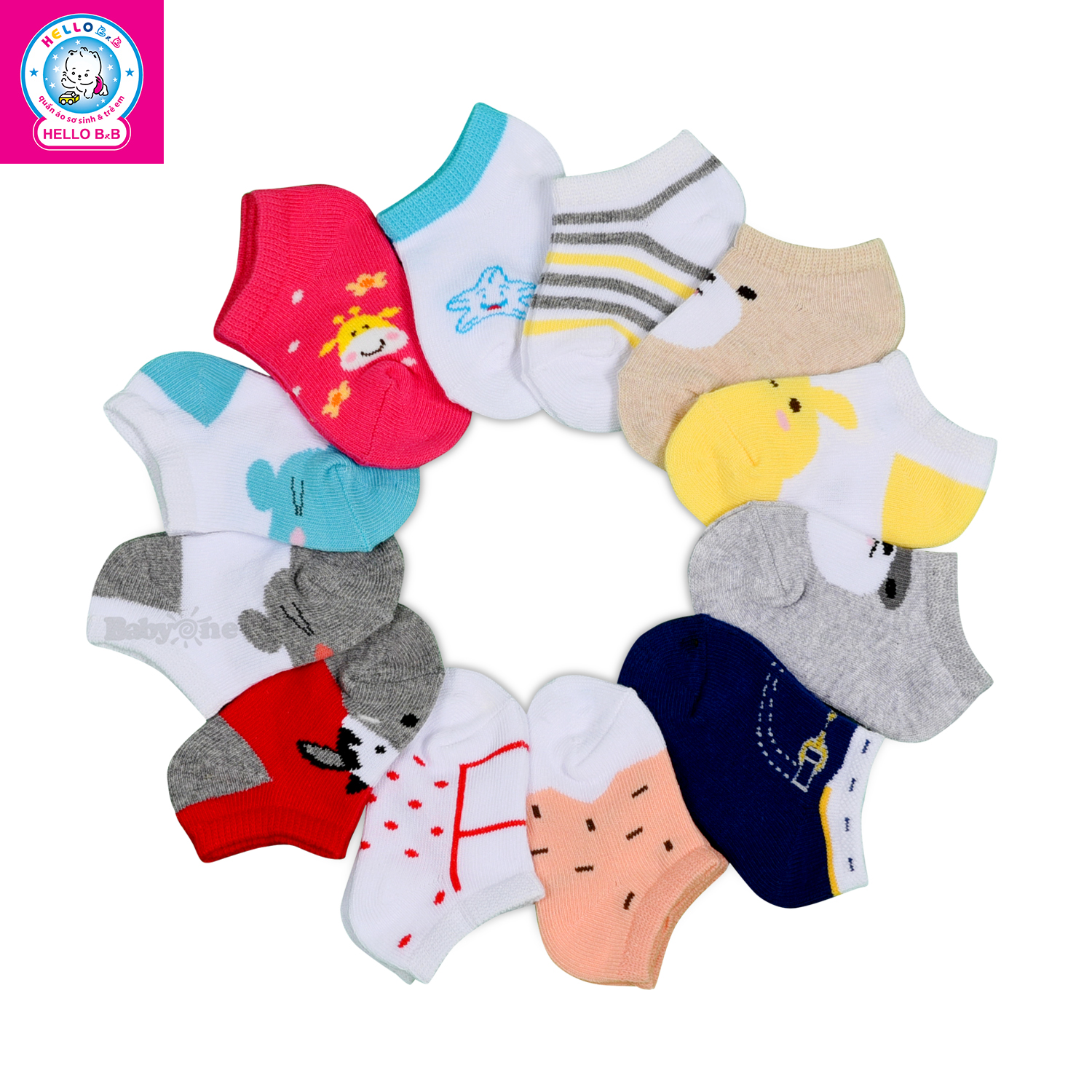 Bộ 4 Đôi Vớ (tất) BabyOne VO0694 - HELLO B&B