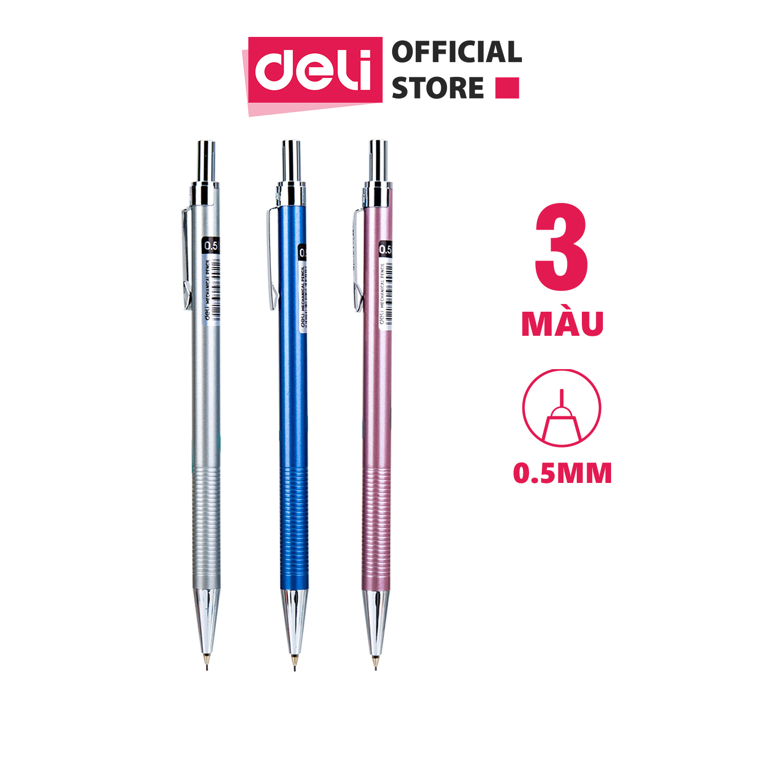 Bút chì kim kim loại Deli, Bạc/Xanh/Hồng - 1 chiếc - E6492