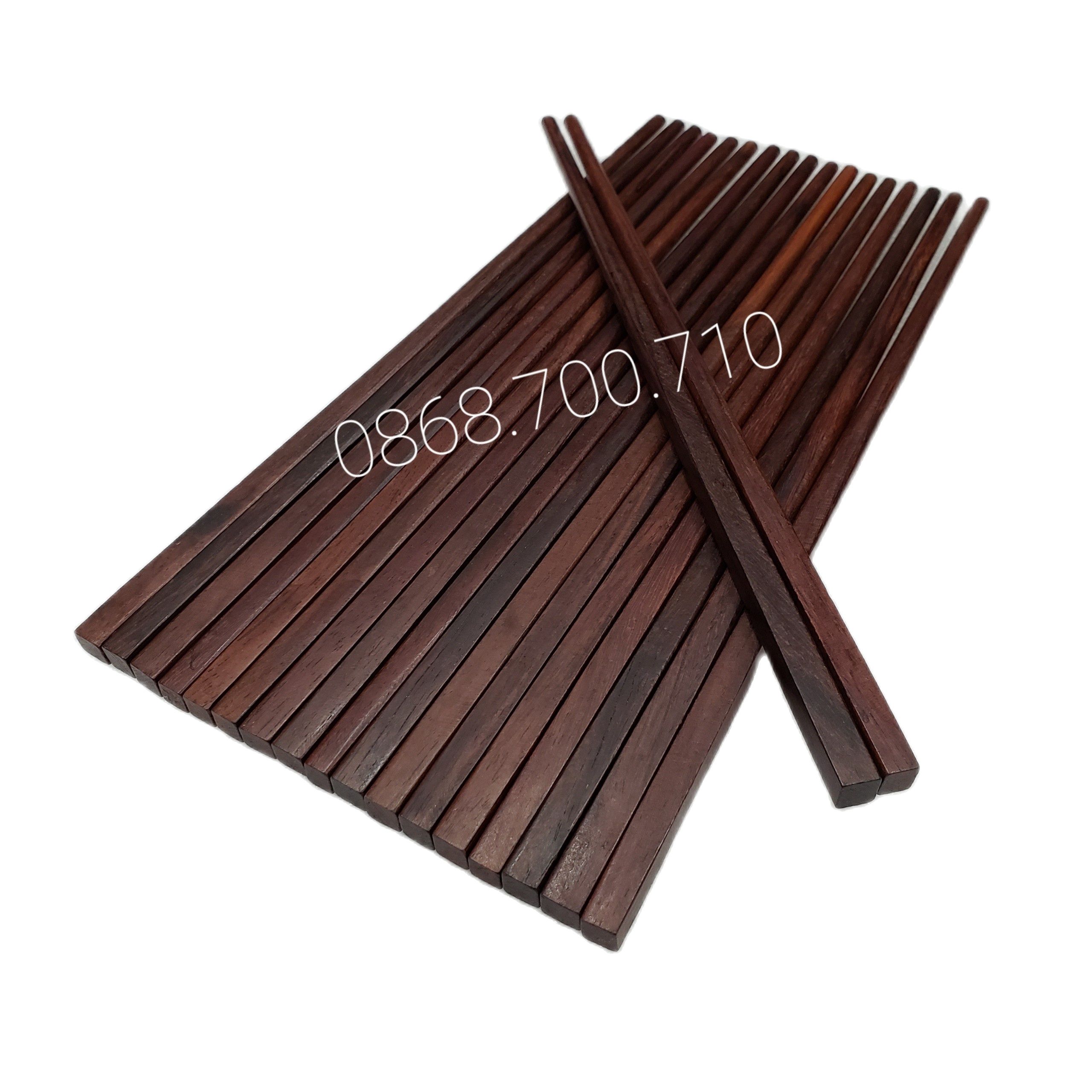 Đũa ăn gỗ Cẩm lai đầu vuông trơn 10 đôi