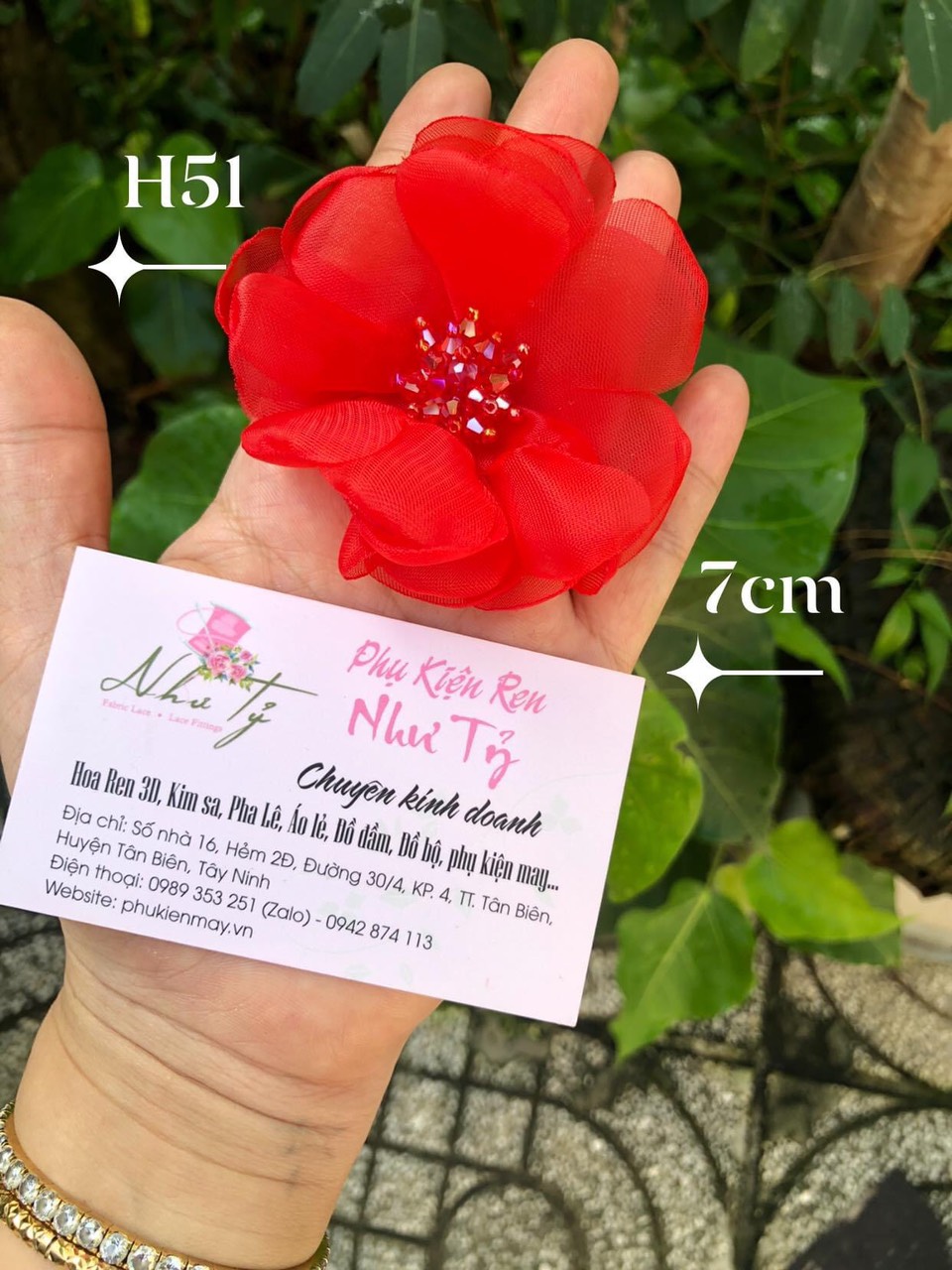 [Có sẵn] [Ảnh thật] hoa von rời 7cm nhụy pha lê cao cấp