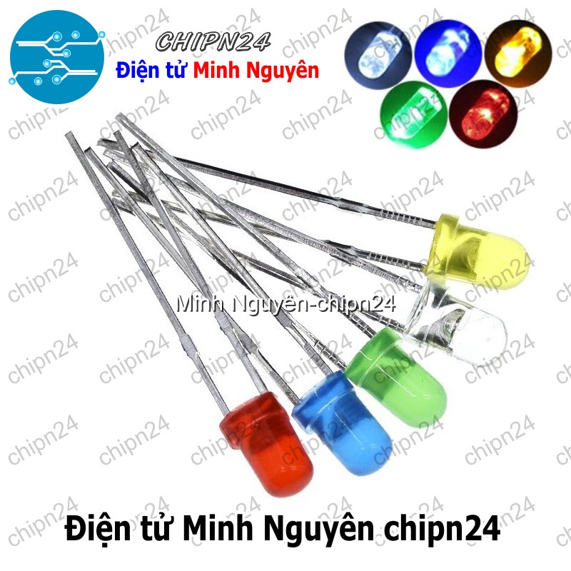 [50 con] (TK1) Led 3mm Vỏ Đục Màu ra Màu (Đỏ/Vàng/Xanh Lá/Dương/Trắng/Cam) - [Chọn Loại] - HHH.00191