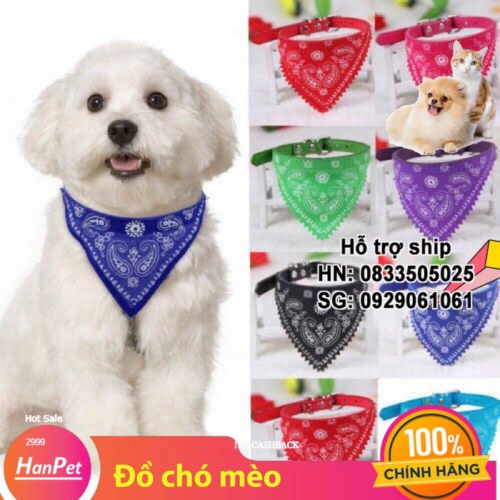 Vòng cổ khăn hình tam giác vòng cổ chó mèo 2 size