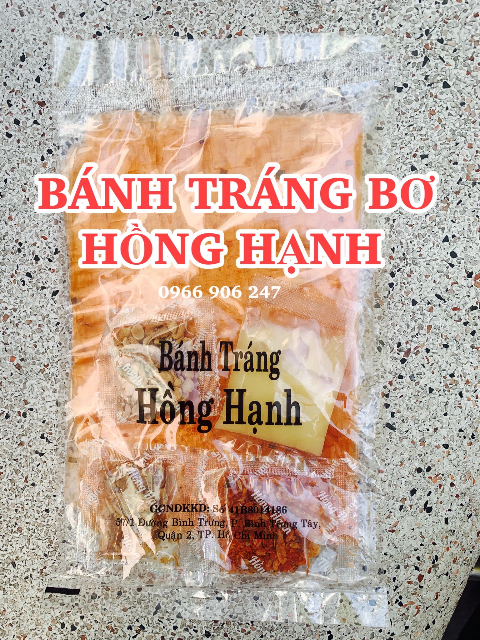 10bịch bánh tráng bơ Hồng Hạnh tép ruốc đậu phộng hành phi