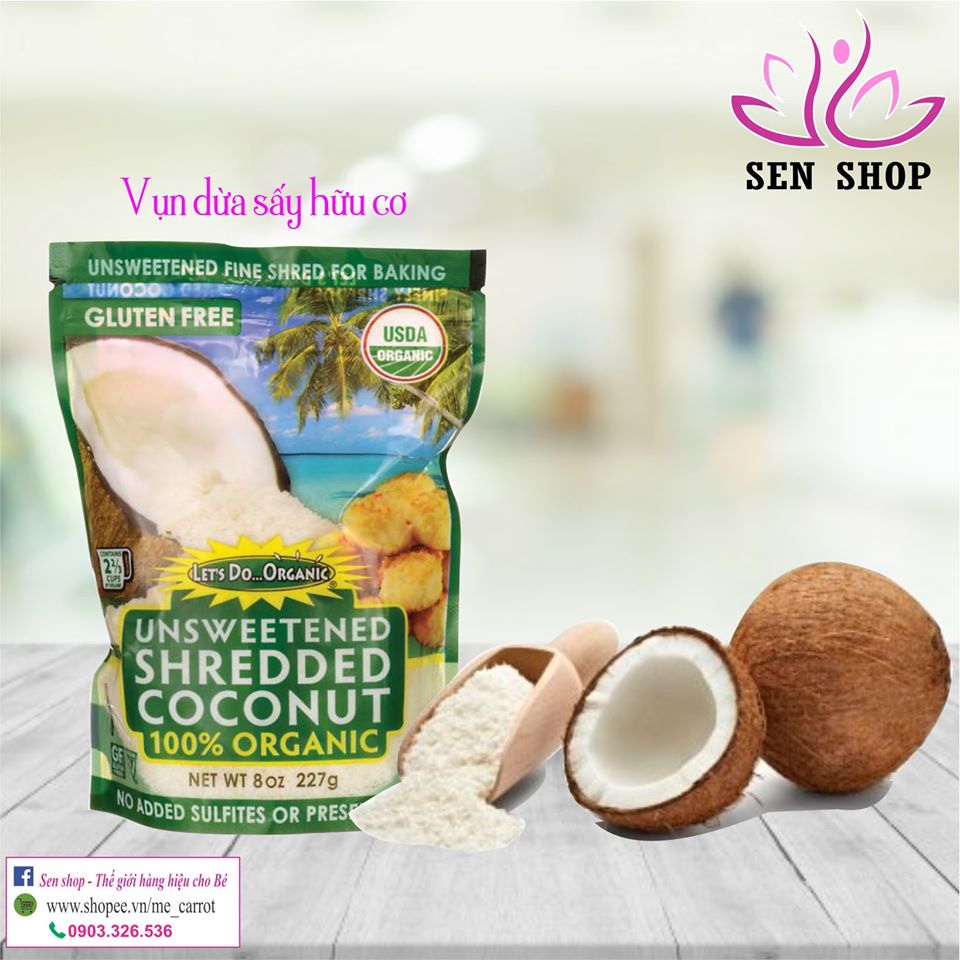 Vụn dừa sấy hữu cơ Let’s Do...Organic - 227gr