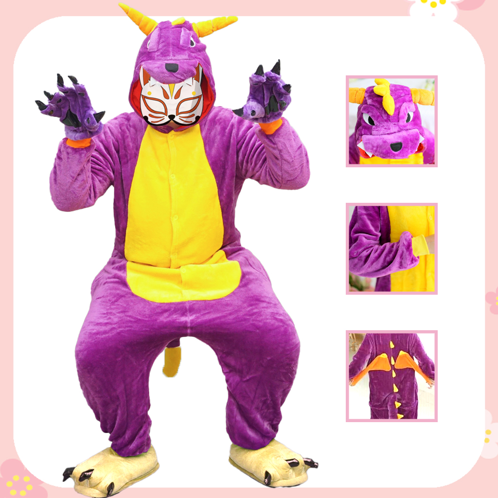 Bộ Đồ Thú Pijama Khủng Long Tím