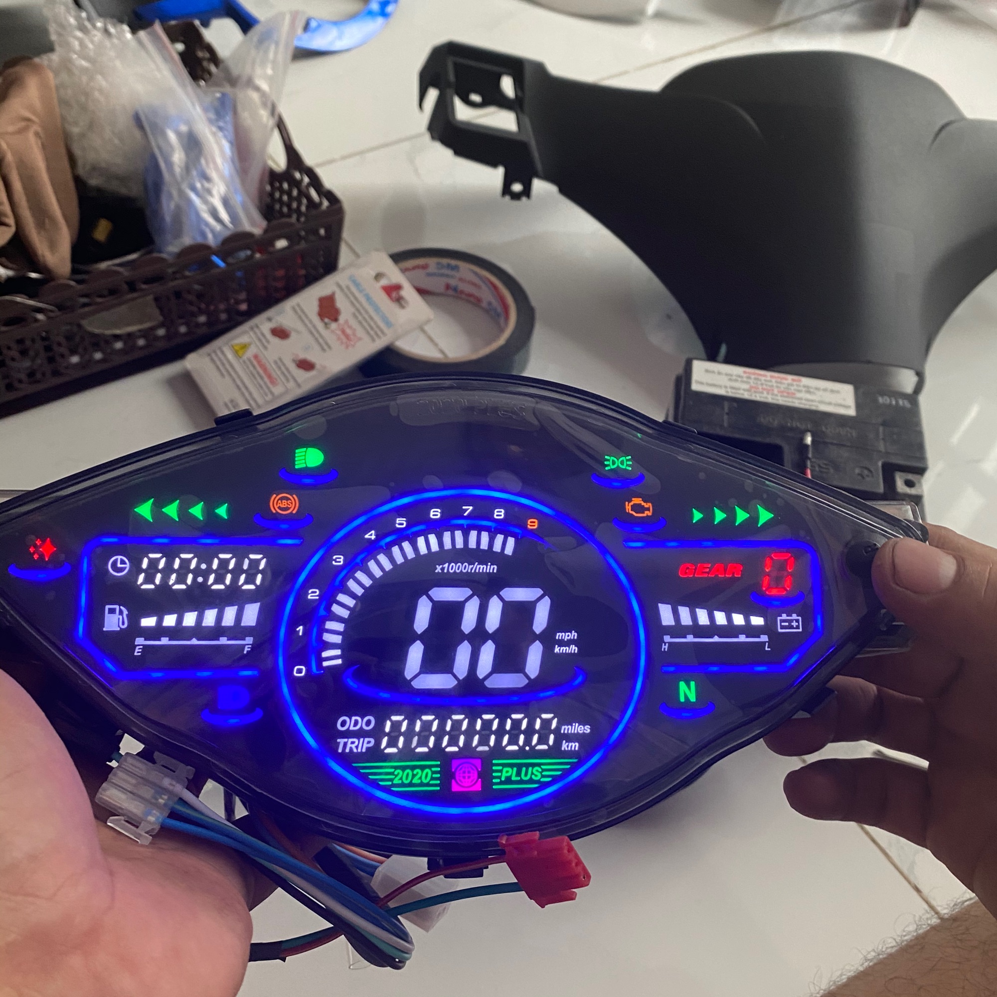 Đồng hồ điện tử 2020 PLUS gắn Wave Alpha, Wave S , Wave RS , Wave 50cc full led lcd