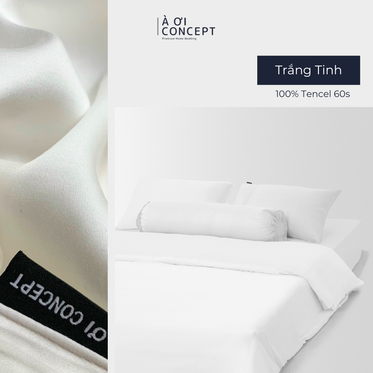 Bộ chăn ga gối 5 món lụa tencel size 1m6x2m trơn nhiều màu à ơi concept cao cấp hàn quốc