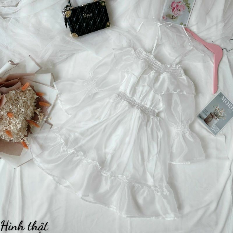 Đầm Trễ Vai Công Chúa Voan Kiến Xinh Lung Linh