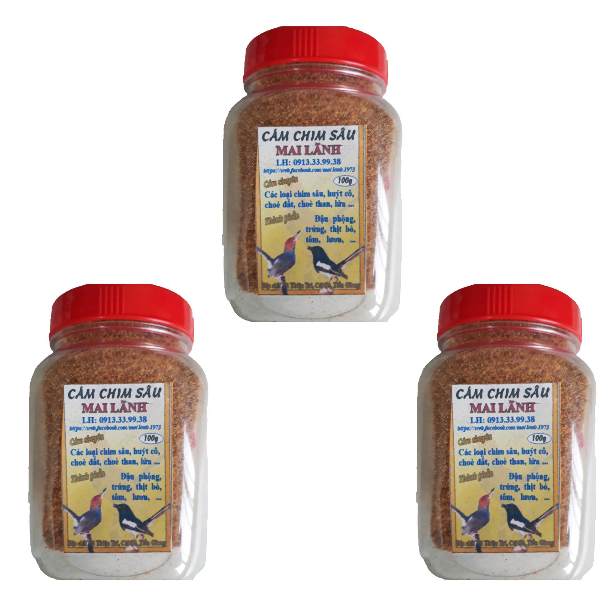Combo 3 Hũ Cám Chim Sâu Mai Lãnh 100g - Thức Ăn Chim Sâu Đầu Đỏ Cao Cấp