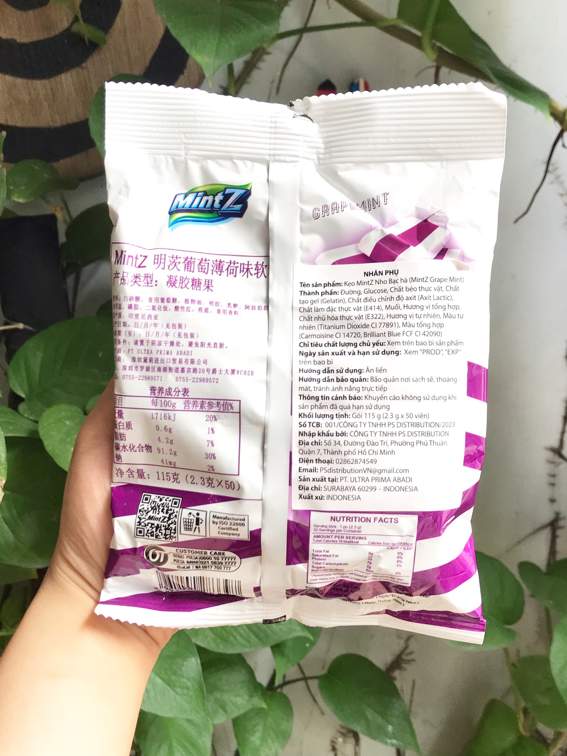 Kẹo Mềm MintZ Grapemint Vị Nho Bạc Hà (Gói 115g - Tím)