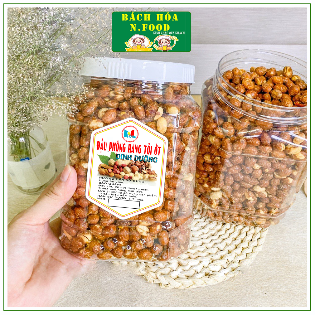 Đậu phộng rang tỏi ớt - lạc rang tỏi ớt hũ 500.gram