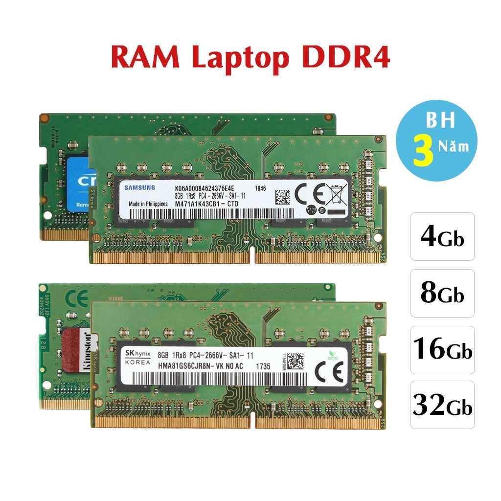 RAM Laptop DDR4 4Gb 8Gb 16Gb bus 2133 2400 2666 3200MHz Samsung SKhynix