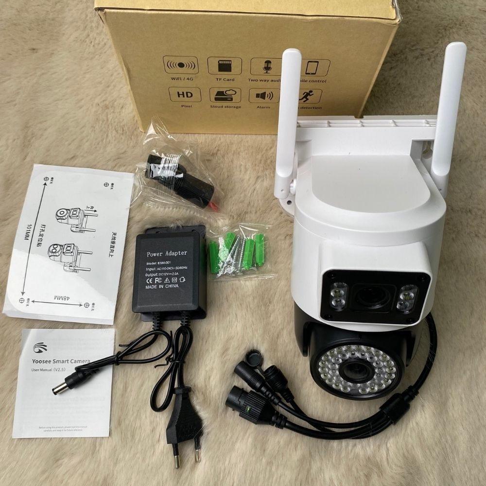 Yoosee model 2024 yoosee camera 5.0mpx 2 eyes mode q42d-wide angle-Super focus-two conversation-360 degree rotation anti-theft alarm function outdoor IP WiFi camera X9000