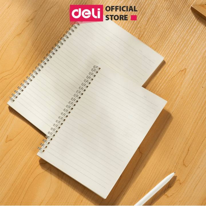 Sổ Tay Bìa Trong Chính Hãng Deli, Sổ Ghi Chép A5/B5 Gáy Xoắn 120 Trang Kẻ Ngang, Vở Lò Xo Dành Cho Học Sinh Sinh Viên - Hình ảnh 2
