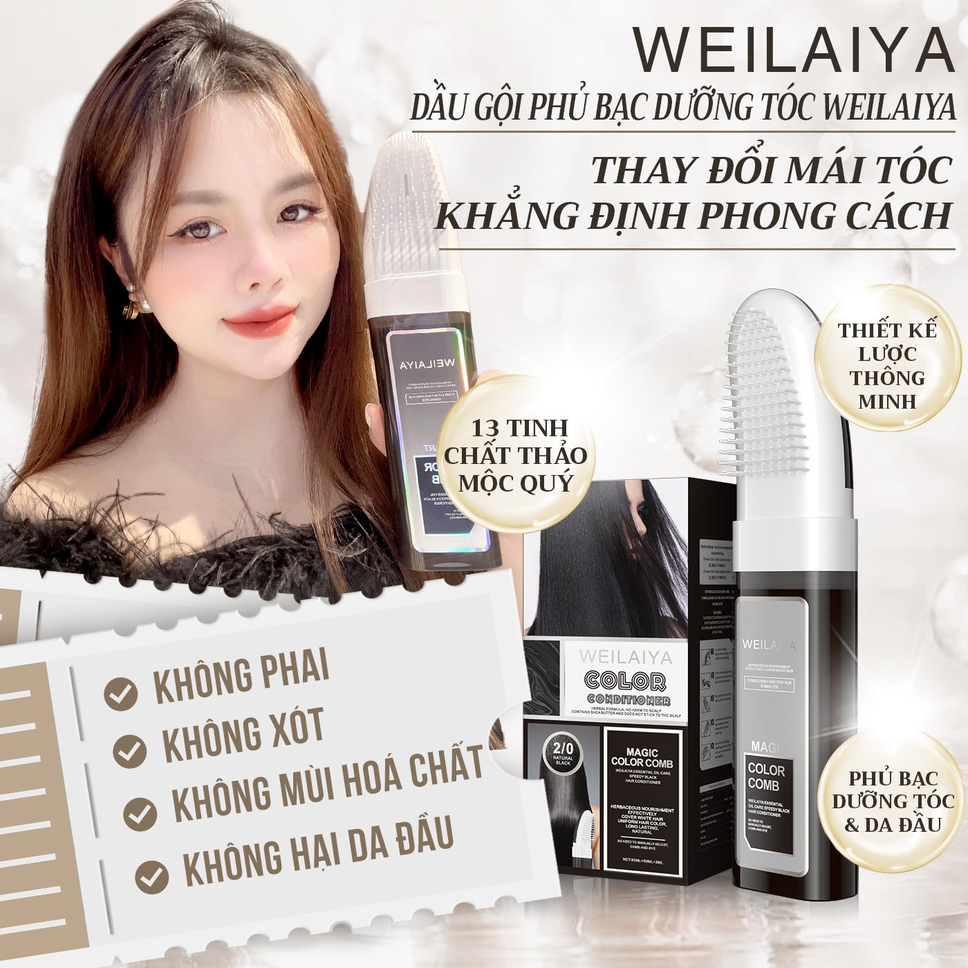Dầu gội phủ bạc dưỡng tóc Weilaiya Color Conditioner 100ml
