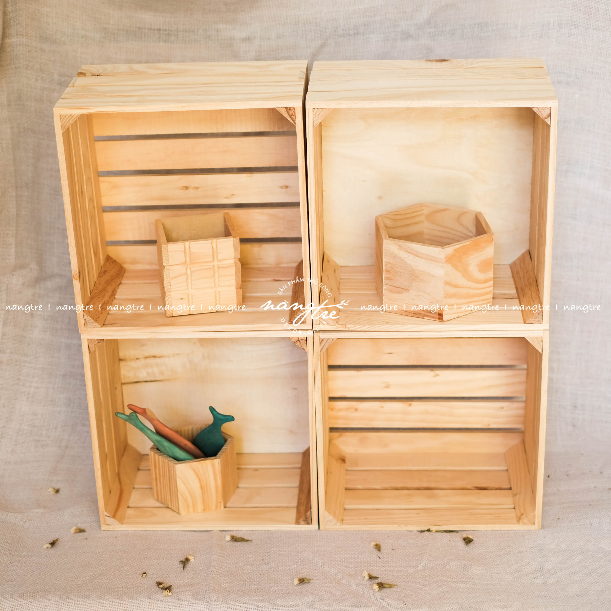 Thùng/Kệ gỗ pallet vuông (cao 30cm)