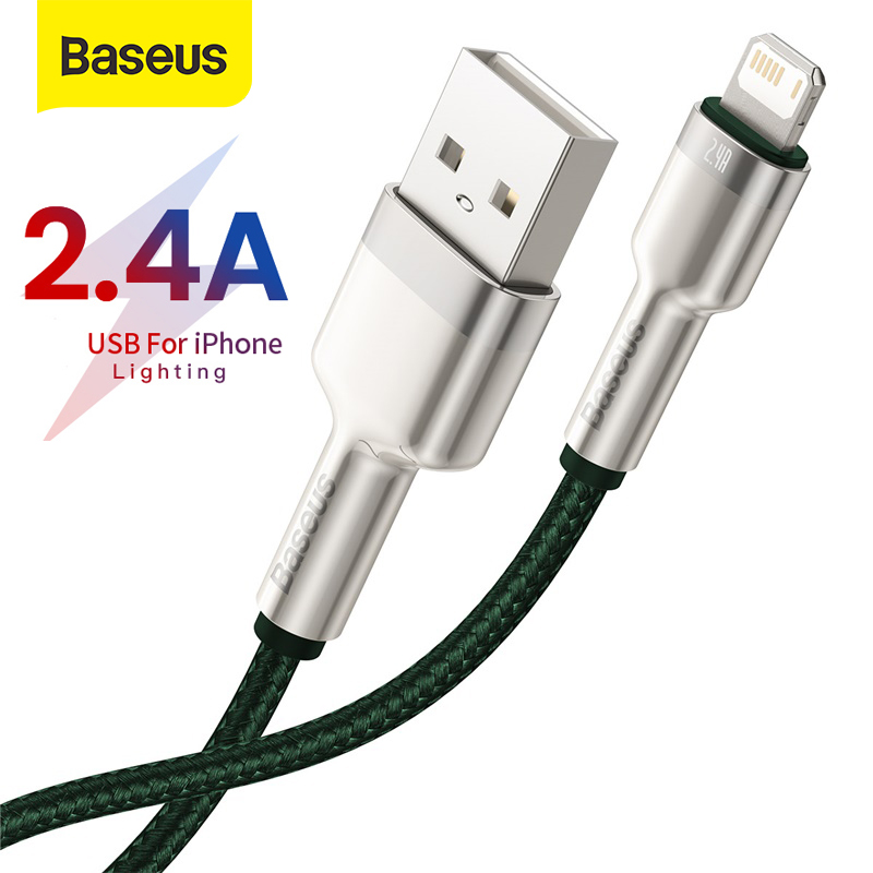 Baseus 2.4A Fast Charging USB Cable for iPhone 11 12 Pro Max Xs Xr X  Mrtal Data Cable for iPhone Cable 7 SE 8 Plus Charger for iPad air