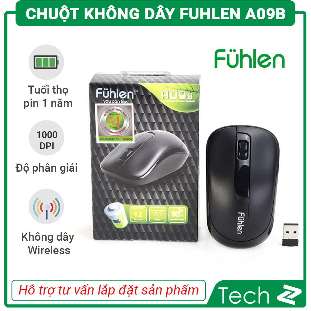 [FREESHIP MAX] Chuột không dây Fuhlen A09B (USB/đen)