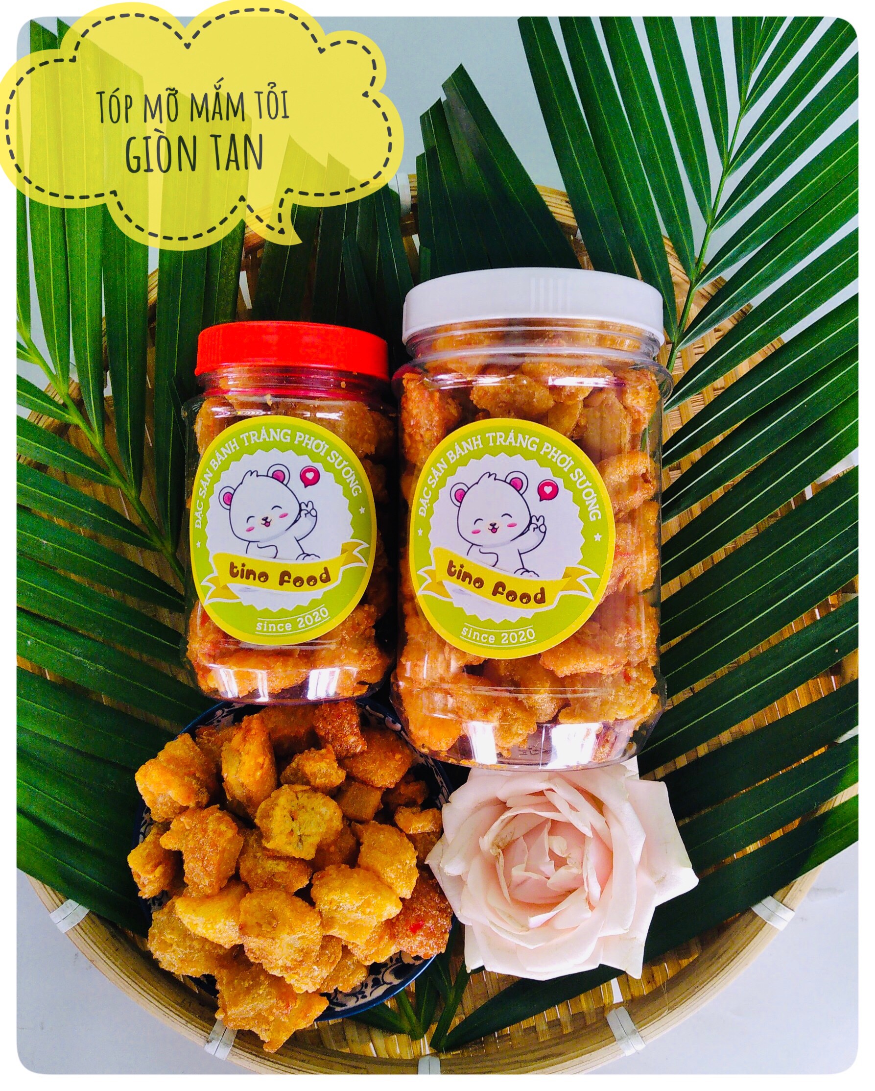 COMBO NGON - BỔ - RẺ - Bánh tráng phơi sương (500g) - Ăn vặt Tino Food - Gồm 200g Bánh tráng phơi sương - 100g Muối tép hành phi chà bông - 100g Bơ béo - 100g Sốt me chua ngọt - Tặng 1 muối nhuyễn Tây Ninh