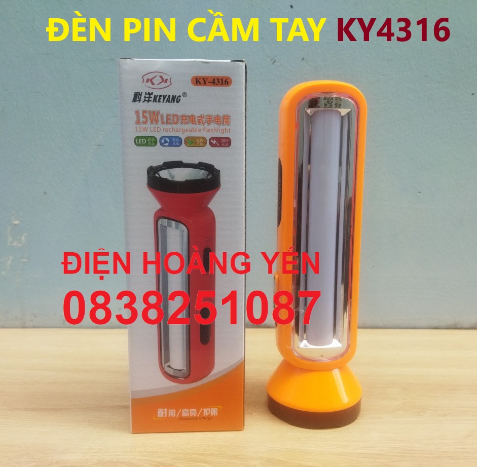 ĐÈN PIN LED SẠC 2 TRONG 1 - Model 4316 - MẪU LỚN