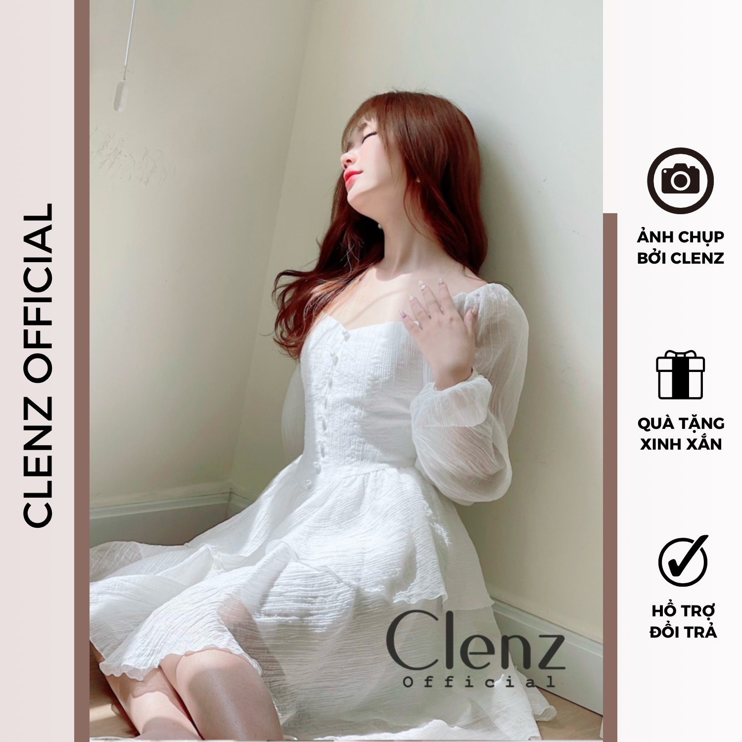 [ Clenz - Váy thiết kế cao cấp ] Đầm tiểu thư tay dài cổ điển D11