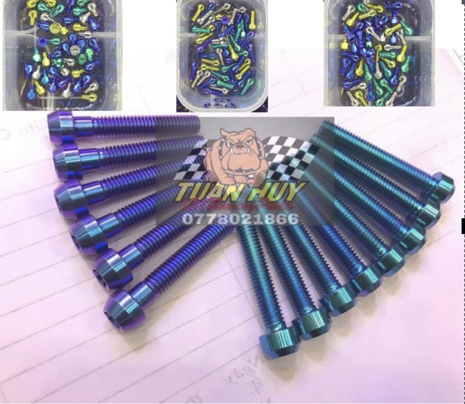 [HCM]1 con Ốc đầu trụ 6li30  6li40  6li50 GR5 titanium  bắt được gù xe  lốc máy  cùm và thông dụng nhiều vị trí xe