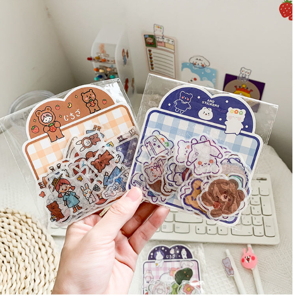 Bộ 40 miếng dán, Sticker trang trí sổ, đồ dùng cá nhân chú đề thú cưng và trái cây cực xinh xắn MIM STC40