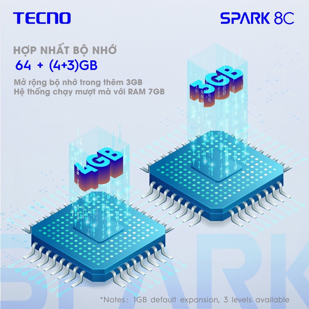 Điện thoại TECNO Spark 8C (4GB/64GB) - RAM tùy biến mở rộng tới 7GB |Pin 5000 mAh| 6.6" HD+ 90Hz - Hàng chính hãng