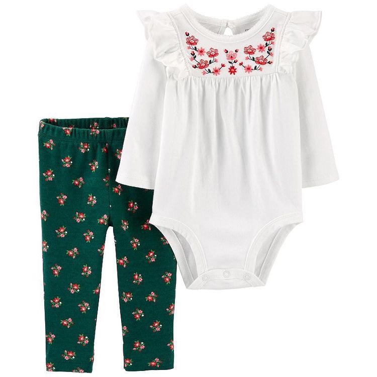 (Size 3-13kg) Set 2 món C4R₸£R gồm bodysuit và quần dài cho bé gái