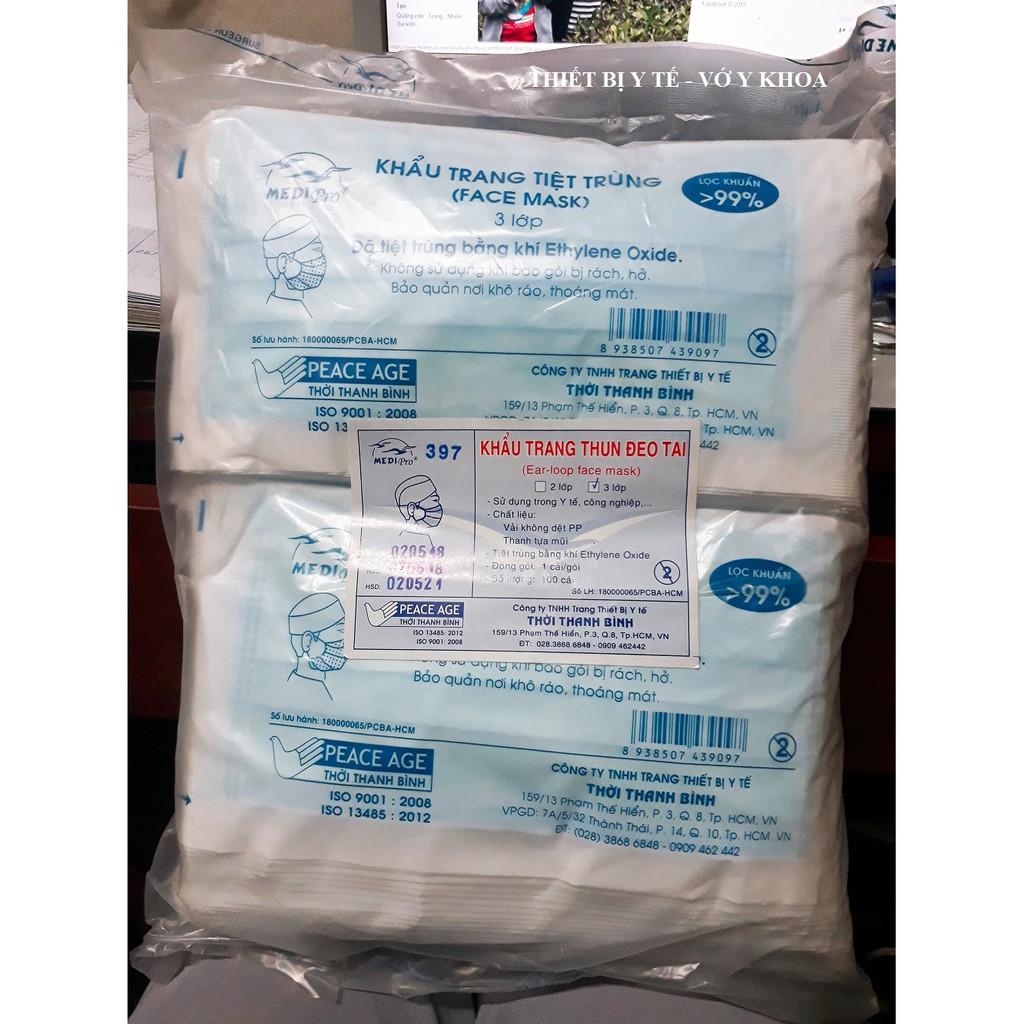 Khẩu trang medipro tiệt trùng - gói 100 cái