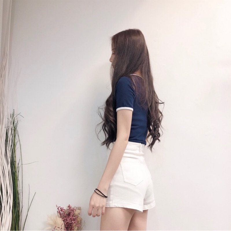 Áo thun nữ form body phối viền màu thời trang