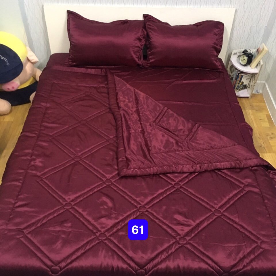 Bộ drap/ga/ra phi bóng trơn (chân nệm dưới 15cm) 1m6/1m8 màu đỏ mận 61. Bộ drap phi bóng 1 màu. Bộ grap phi bóng. Bộ ra phi bóng. Bộ drap phi lụa. Bộ grap phi lụa. Bộ ga phi lụa. Ga giường-drap giường-grap giường-ra giường.