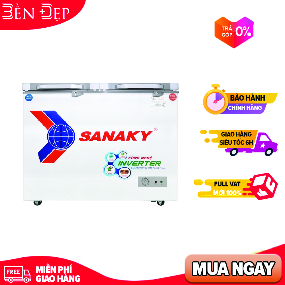 [Trả góp 0%]Tủ đông Sanaky Inverter 260 lít VH-3699W4K (Giá áp dụng giao tại HN, HCM& các tỉnh liên hệ shop)