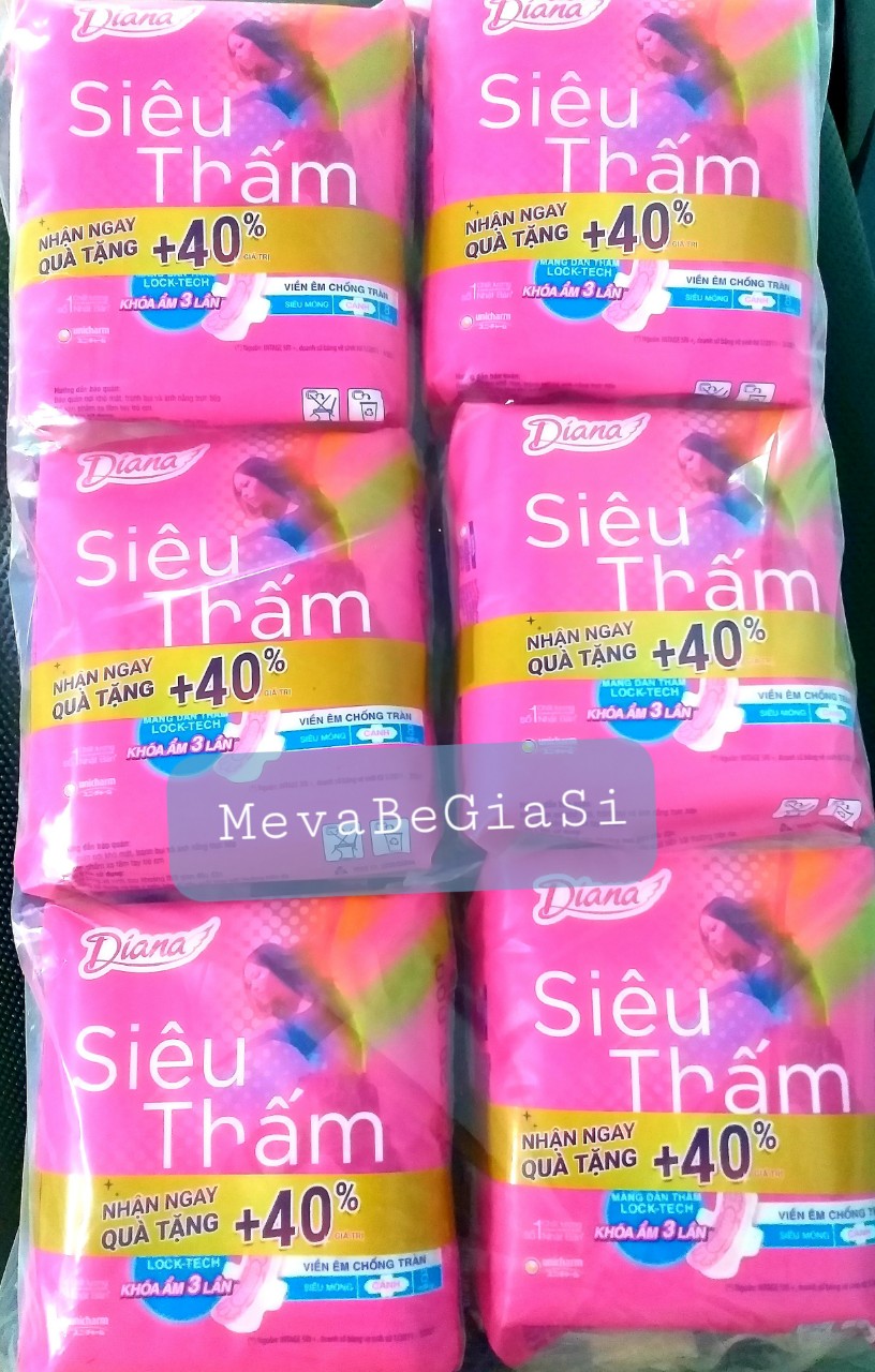 TẶNG ĐÊM 29-COMBO 6 GÓI DIANA SIÊU THẤM SIÊU MỎNG CÁNH 23CM GÓI 8 MIẾNG