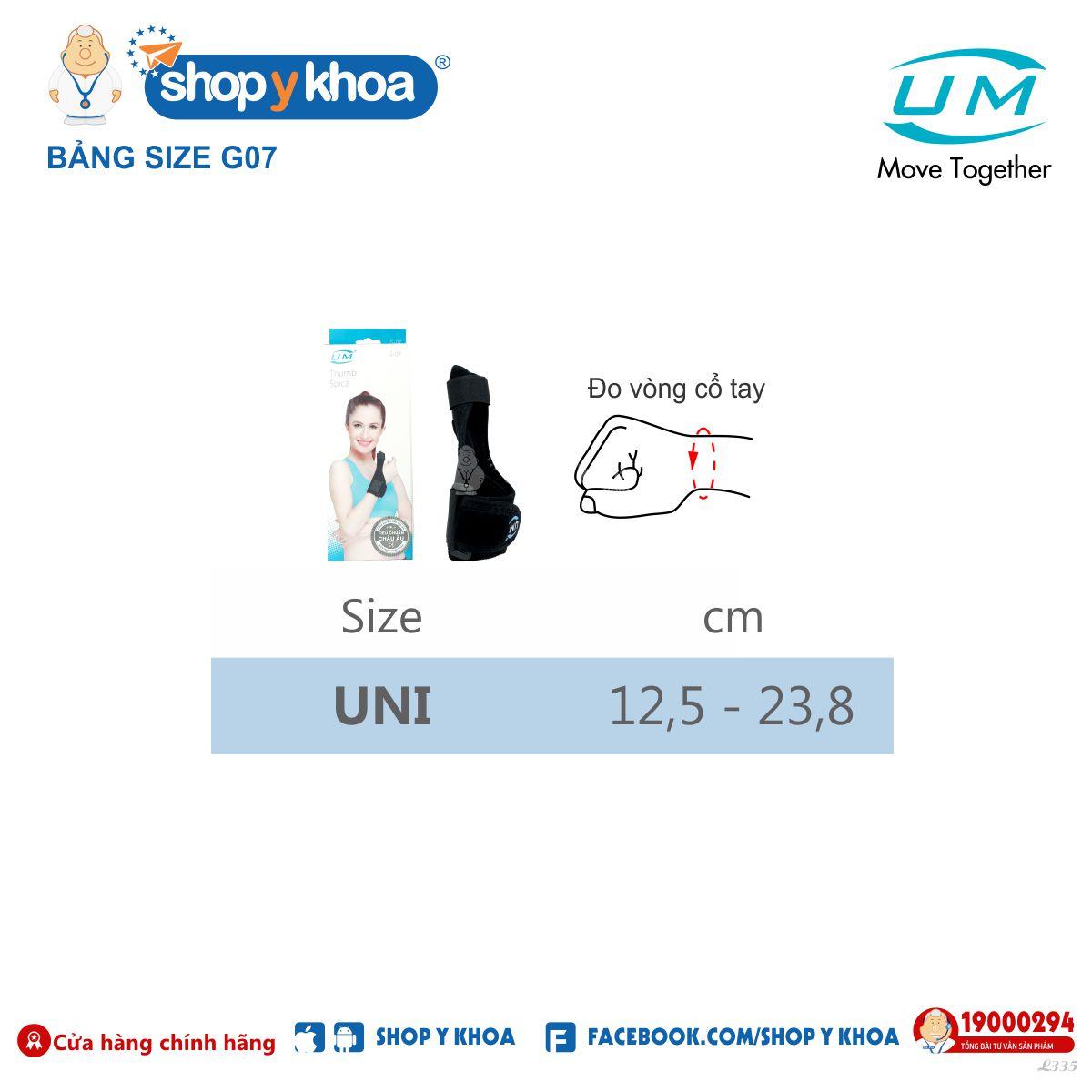 Nẹp ngón cái có thanh đỡ United Medicare (G07)