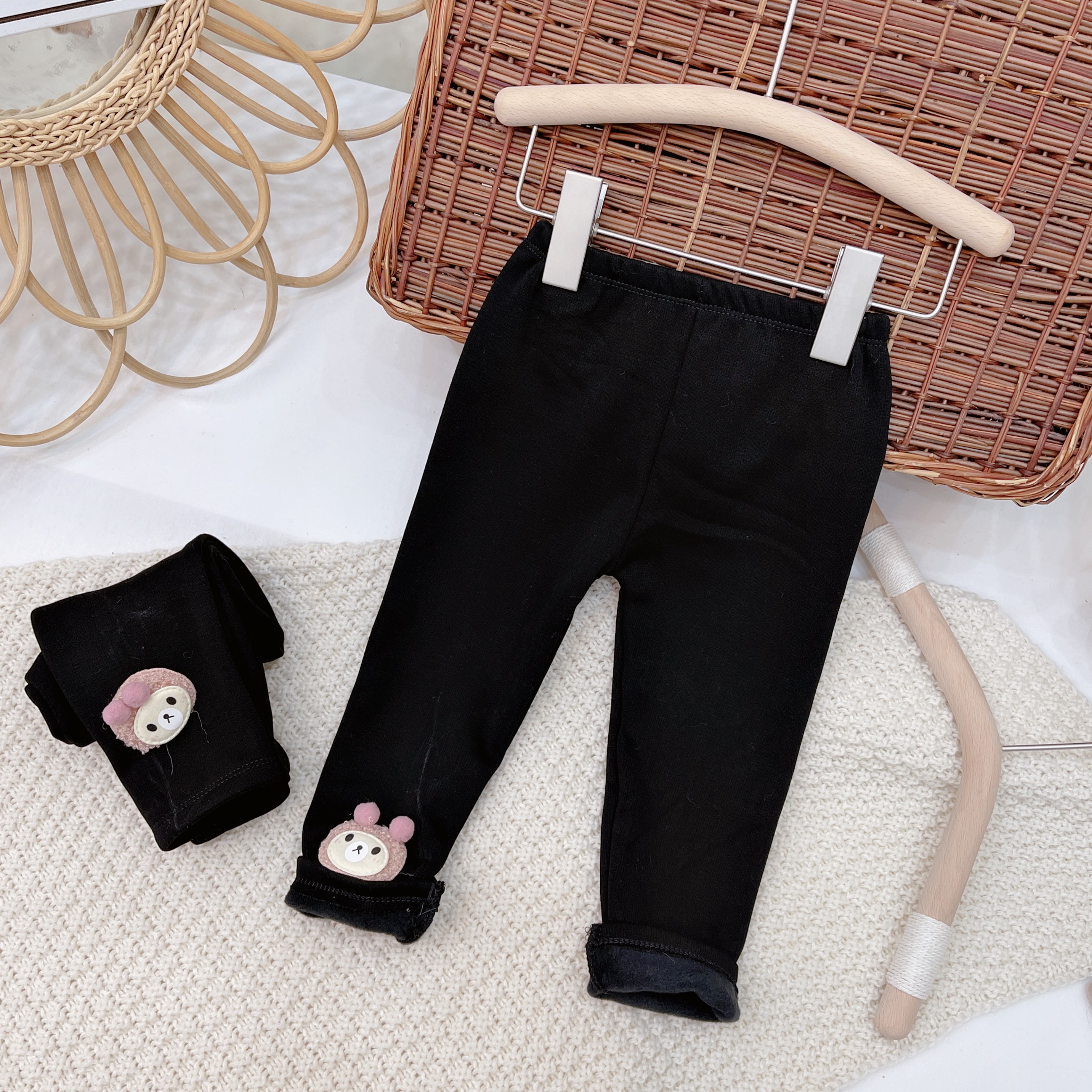 Quần legging bé gái nỉ lót lông siêu ấm