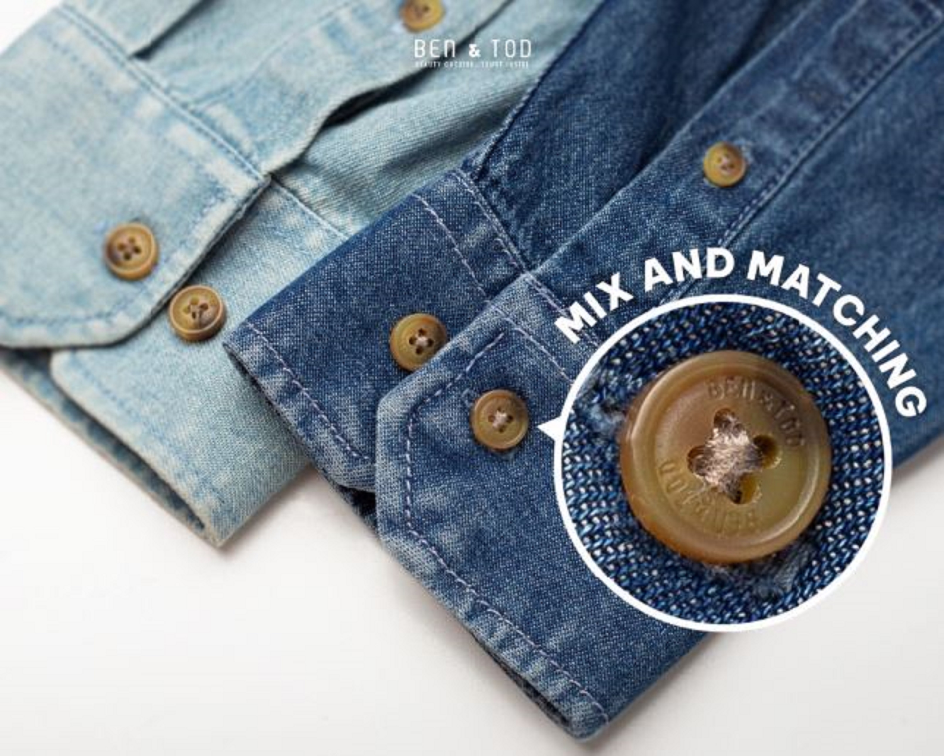 Áo sơ mi Form REGULAR R1622BB106 BEN & TOD  Denim basic trẻ trung thoáng mát thanh lịch
