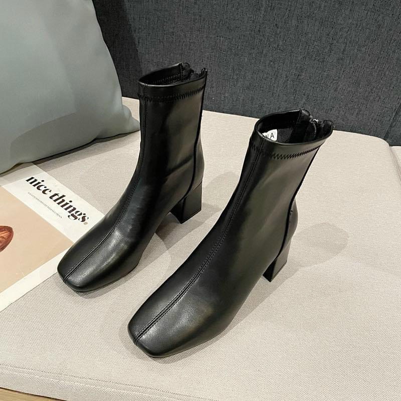 bốt nữ , boot da mã 888 gót vuông 5cm siêu xinh