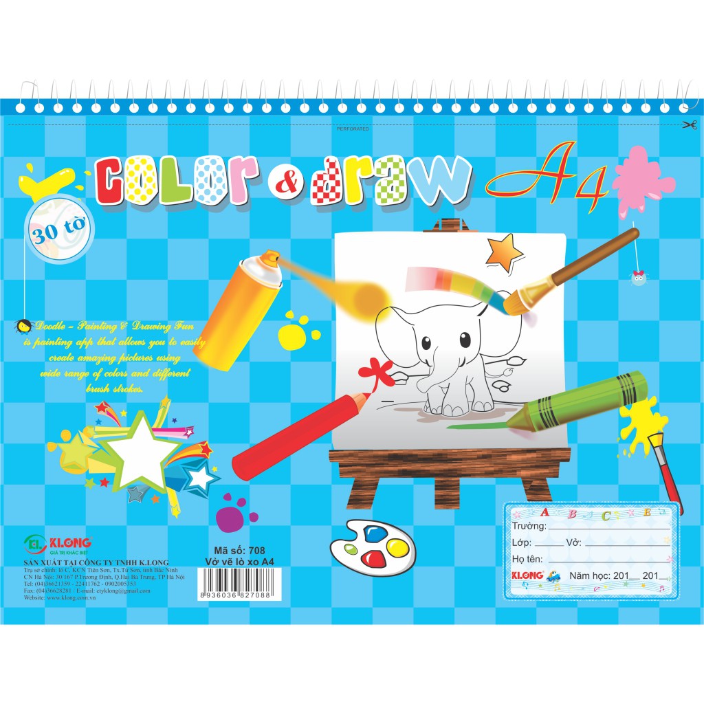 Vở vẽ lò xo xé A4 - 30 tờ; MS: 708