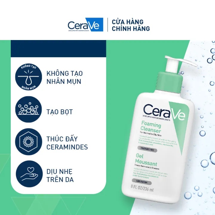 Sữa rửa mặt CeraVe Foaming Facial Cleans 236ML
