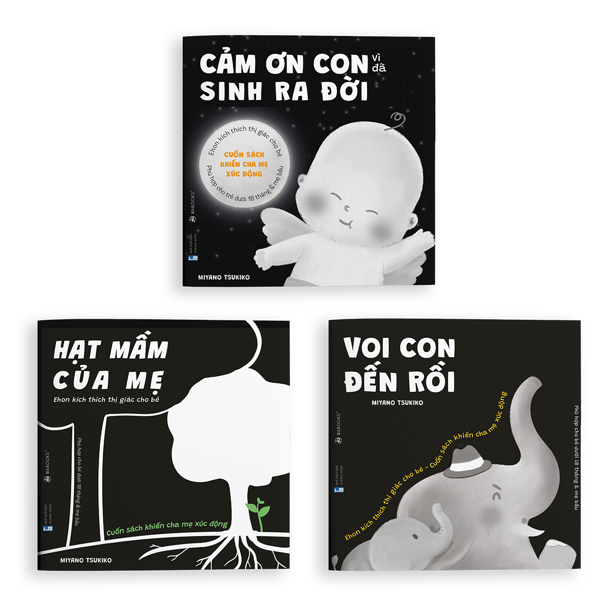 Sách Ehon CẢM ƠN CON - Dành cho trẻ dưới 18 tháng và mẹ bầu - Sách tranh kích thích thị giác cho bé
