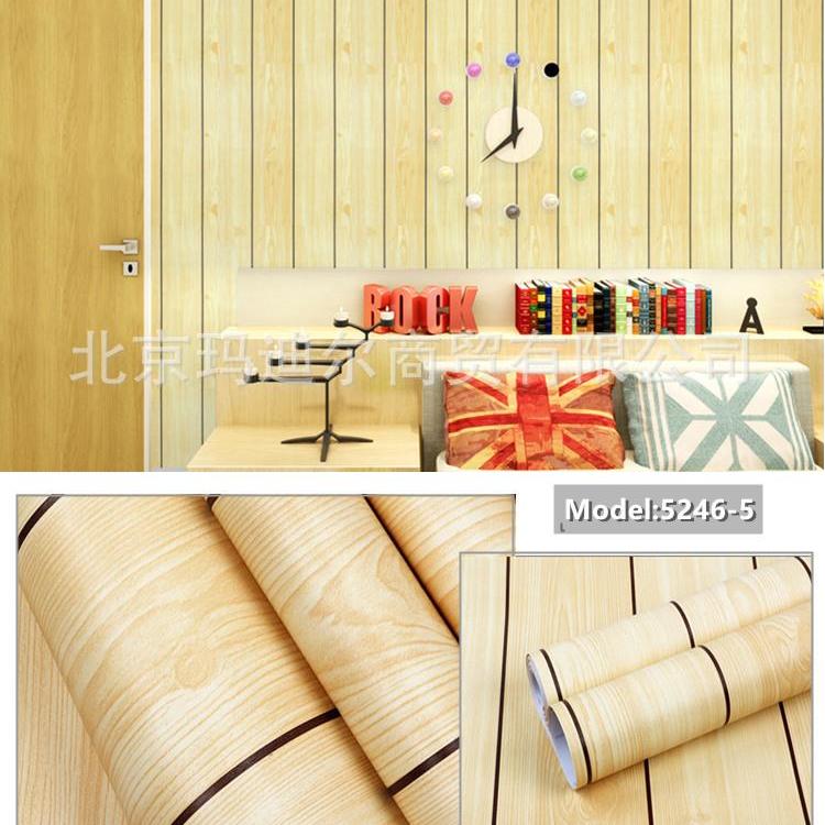 10M Giấy Dán Tường Sẵn Keo Gọc Gỗ Vàng (10m x 45cm).