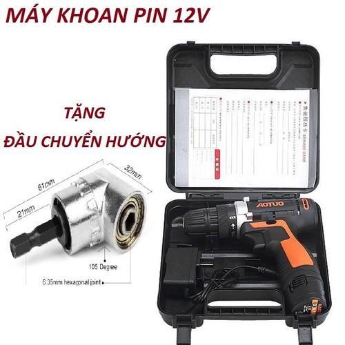 máy khoan pin 12v, máy bắt vít - tặng đầu chuyển hướng