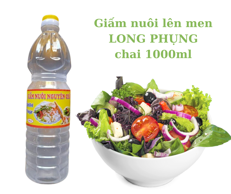 (Vinegar) Long Phung Pure Fermented Vinegar - 960ml Bottle - Vinegar Used for Cooking Spices, Making Dipping Sauces, Making Salads, and Pickling.