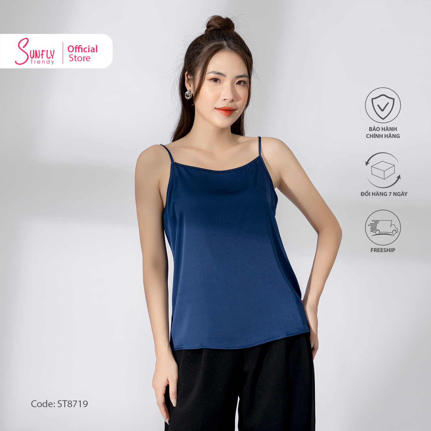 Áo hai dây lụa Sunfly chất lụa mềm mịn thoáng mát ST8719