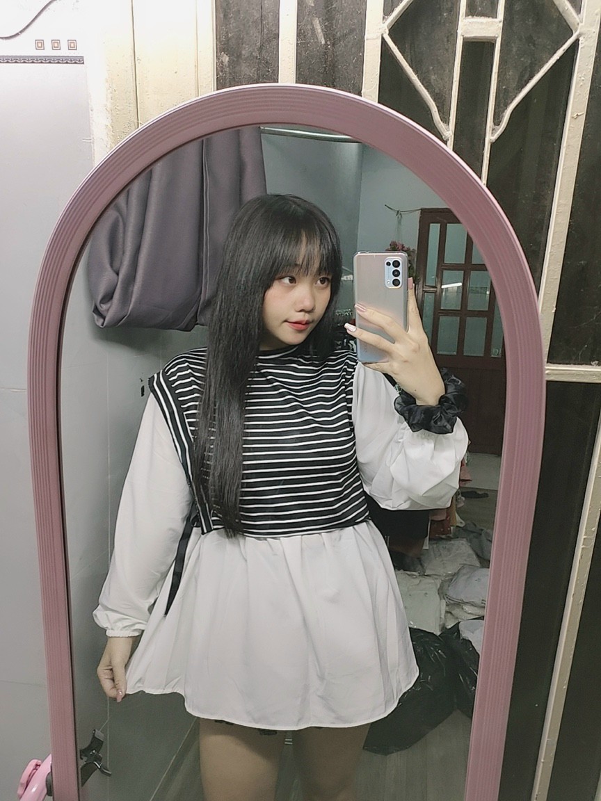 Áo babydoll phối sọc