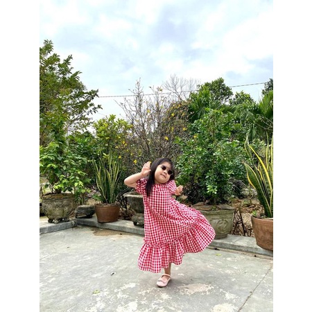 Đầm caro phong cách Hàn Quốc
