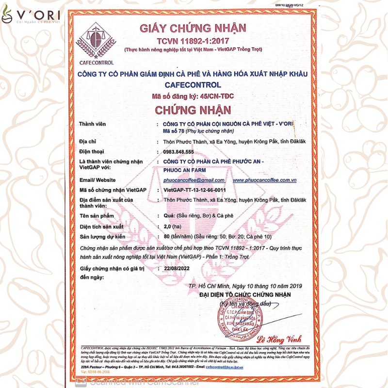 CÀ PHÊ HẠT RANG AMA 100% ROBUSTA 250GR (CHỨNG NHẬN UTZ & VIETGAP)