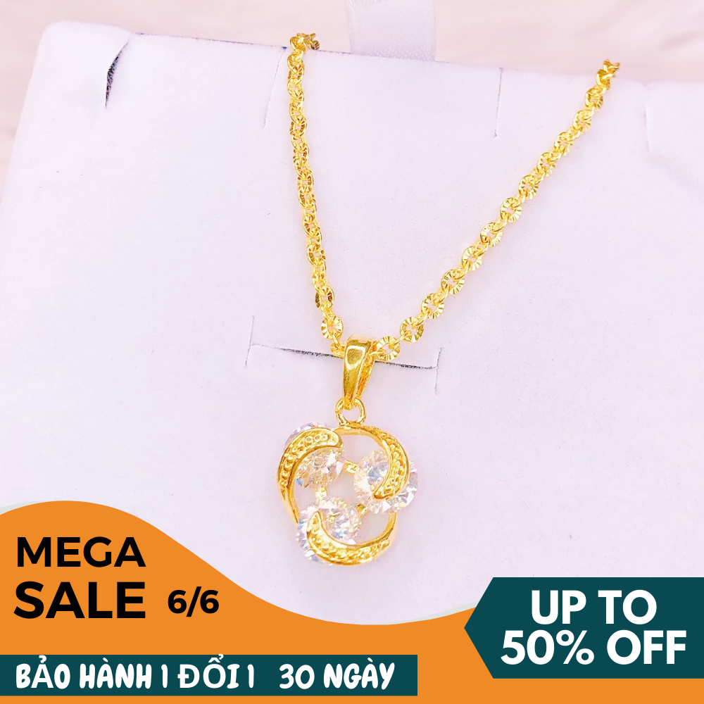 [HCM]Dây chuyền mạ vàng nữ vòng cổ nữ mạ vàng thật cao cấp mặt đá pha lê xoay được sáng rực rỡ thiết kế sang trọng đẳng cấp Trang sức GADO DM019 - dùng đi tiệc cực kì sang chảnh