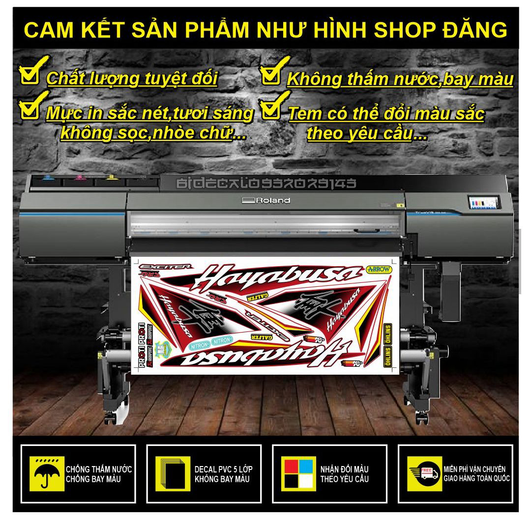 FREESHIP-- TEM RỜI EXCITER 150 HAYABUSA DÁN XE ĐỎ